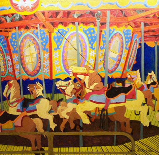 Carousel Art for Sale: British Carousel painting by James Homer Brown