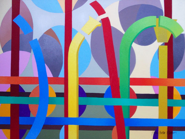 Color Bands #20: Industrial Abstract Art from metro Detroit. James Homer Brown, member of the Detroit Art Scene paints colorful geoemtric abstract paintings inspired by automotive manufacturing.
