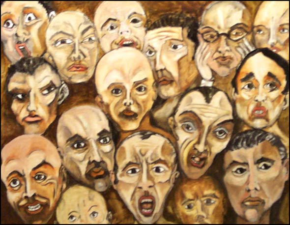 Faces in the Crowd #11: Satirical abstract portraits about Wall Street and Business by James Homer Brown - an award winning Michigan artist and member of the Detroit Art Scene.