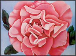 Juliet Hybrid Rose Painting.  Image of a hybrid rose with petals the color of wine, pink and mauve.