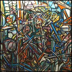 Americana #5: Abstract Oil Painting with the look of stained glass.
