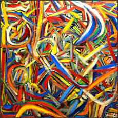 Americana #7: Colorful Abstract Oil Painting in the style of Jackson Pollock