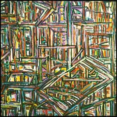 Americana #9: Colorful geometric abstract art by Michigan painter James Homer Brown