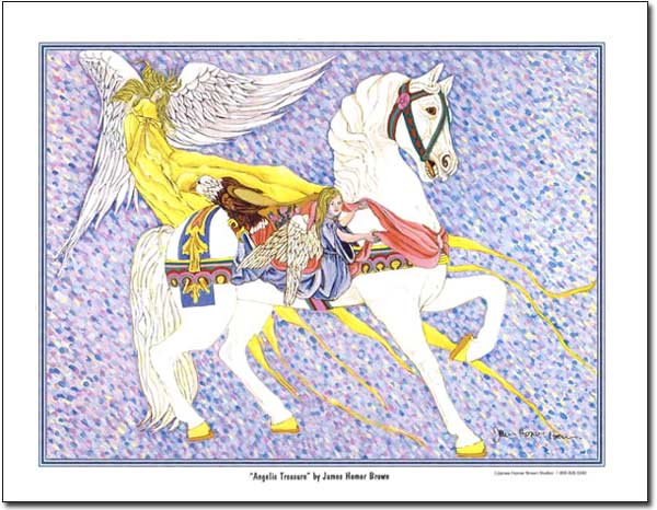 Guardian Angel Horse Art: Carousel Horse Angel Art Print by James Homer Brown