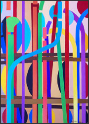 Color Bands #14 - Virtuoso color performance in this vibrant painting that balances horizontal and vertical geometric shapes.