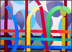 Colorbands #20 - Colorful geometric abstract oil painting by award winning Michigan artist - James Homer Brown.