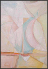 Structure #3 - Pastel colored abstract oil painting - canvas - in shades of cream, light pink and blue.