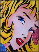 Beautiful Pop Art Blonde Haired Woman. Comic Book Style art in Metro Detroit. 