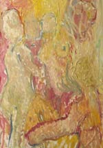 The Looker - Abstract Figurative Models - Painted in warm tones of ochre and gold.