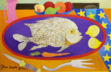 Colorful Fish Dinner Abstract Painting 