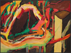 Cave #13: Abstract Oil Painting created with shades of brown, green, taupe and ochre. Artist: James Homer Brown.