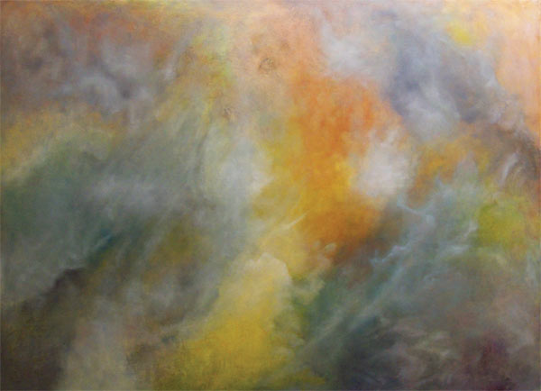 Misty Dawn #1: Soft smokey colors of gold and charcoal grey are soothing and peaceful.  New York style art from metro Detroit. James Homer Brown, member of the Detroit Art Scene paints colorful urban paintings for corporations, individuals and the movie industry.