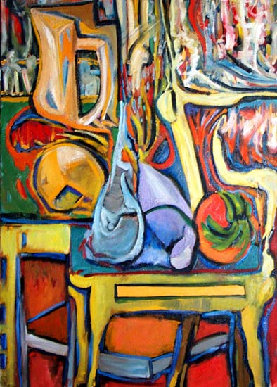 Still Life #24: Colorful Abstract Oil Painting : James Homer Brown - Michigan artist . New York style art from metro Detroit. James Homer Brown, member of the Detroit Art Scene paints colorful original art paintings for corporations, individuals and the movie industry. 
