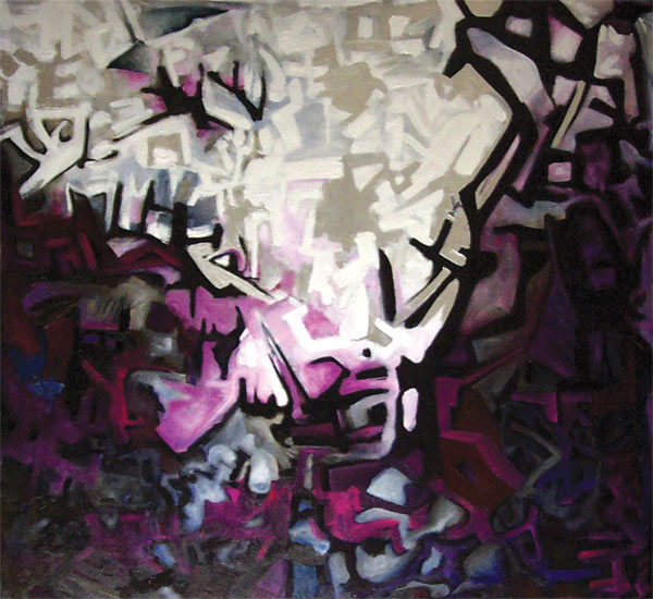 Oil Painting with Magenta and Silver: Opus #15 