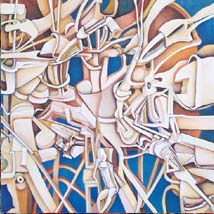 Metropolis - Funky Blue and White Expressionist Abstract inspired by music