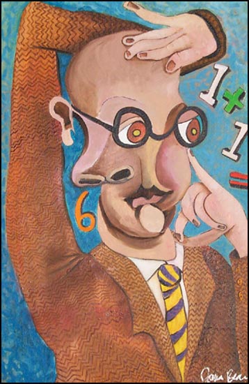 Numbers Guy #7 Picasso's Accountant: Satirical abstract portraits about Wall Street and Business by James Homer Brown - an award winning Michigan artist and member of the Detroit Art Scene.