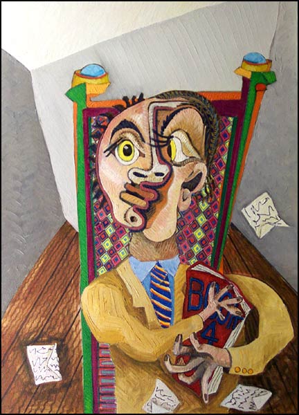 Numbers Guy #16 Picasso's Accountant: Satirical abstract portraits about Wall Street and Business by James Homer Brown - an award winning Michigan artist and member of the Detroit Art Scene.