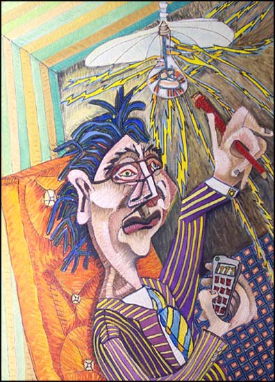 Numbers Guy #17 Picasso's Accountant: Satirical abstract portraits about Wall Street and Business by James Homer Brown - an award winning Michigan artist and member of the Detroit Art Scene.