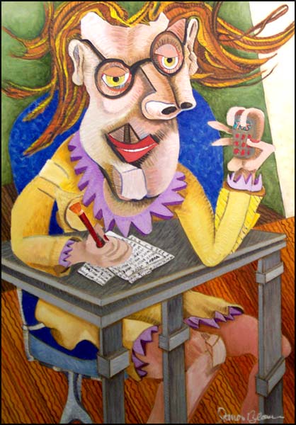 Numbers Girl #22  Picasso's Accountant: Satirical abstract portraits about Wall Street and Business by James Homer Brown - an award winning Michigan artist and member of the Detroit Art Scene.