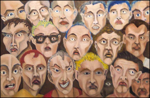 Faces in the Crowd #7: Satirical abstract portraits about Wall Street and Business by James Homer Brown - an award winning Michigan artist and member of the Detroit Art Scene.
