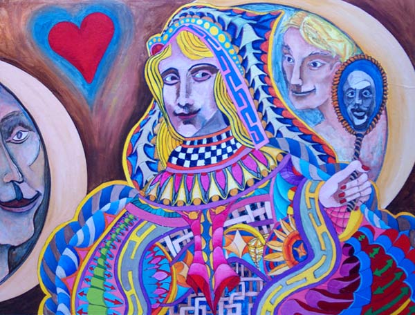 Queen of Hearts: Poker People Abstract Oil Painting Series by Michigan Artist James Homer Brown - member of the Detroit Art Scene