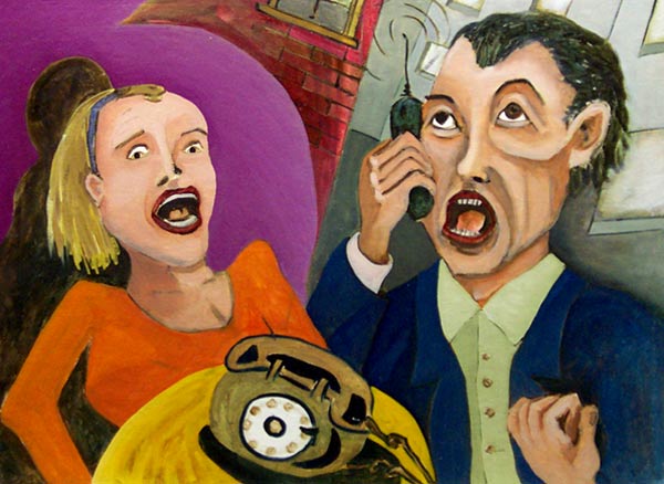 Night Caller. Pop art oil painting by James Homer Brown.