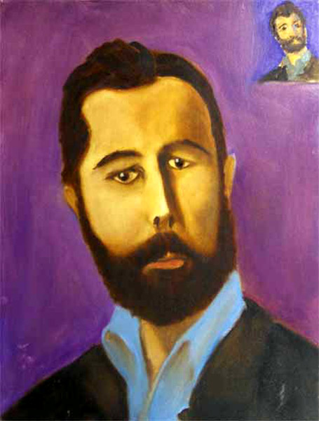 Astract Portrait #31 - Purple Man Oil Painting