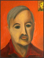 Abstract Portrait #40 - Orange Man - bright orange background.