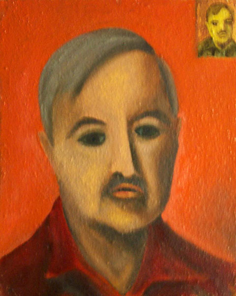 Abstract Portrait #40 - Orange Man - bright orange background.