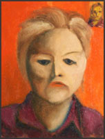 Abstract Portrait #41 - Orange Woman - bright orange background.