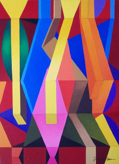 Detroit Renaissance #10: Coloful Geometric Abstract Oil Painting by: James Homer Brown. New York style art from metro Detroit. James Homer Brown, member of the Detroit Art Scene paints colorful urban paintings for corporations, individuals and the movie industry. 