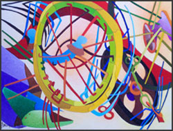 Broken Spokes #3: Colorful Abstract Oil Painting by James Homer Brown - Michigan Artist. 
